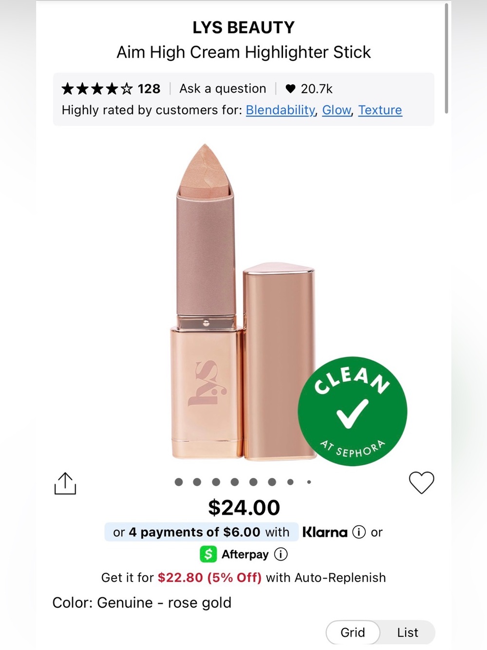 LYS Beauty Aim High Cream Highlighter Stick — Rose Gold